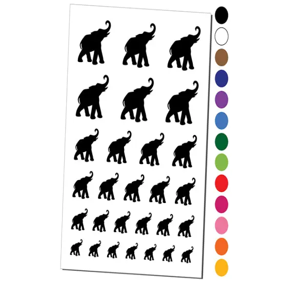 Elephant Trumpeting Solid Temporary Tattoo Water Resistant Fake Body Art Set Collection Light Pink {1}