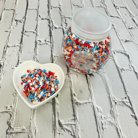 150g Patriotic Flag Polymer Clay Faux Sprinkle Mix - Ideal for Fake Bakes, Clay Art, Slime - Vibrant and Festive {4}