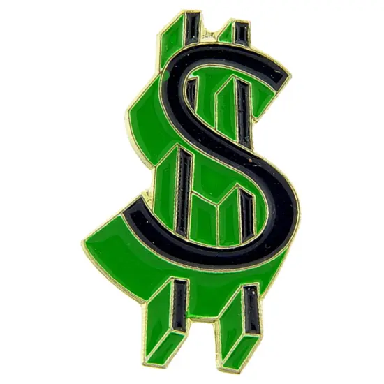 Dollar Money Symbol Pin 1" {1}