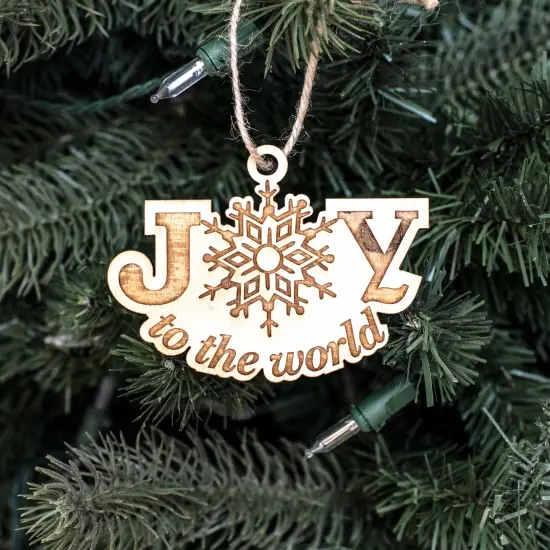 Ornament - Joy to the World - Raw Wood 2x4in {1}