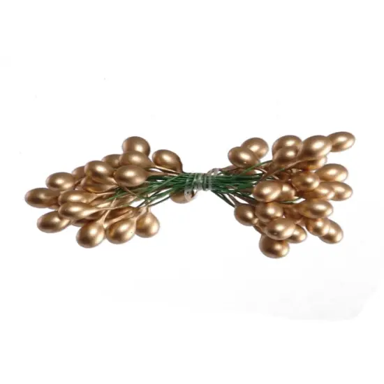 8MM Gold HOLLY BERRIES-200 Pieces {1}