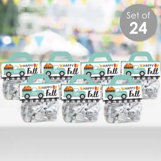 Big Dot of Happiness Happy Fall Truck - DIY Harvest Pumpkin Party Clear Goodie Favor Bag Labels - Candy Bags with Toppers - Set of 24 {3}