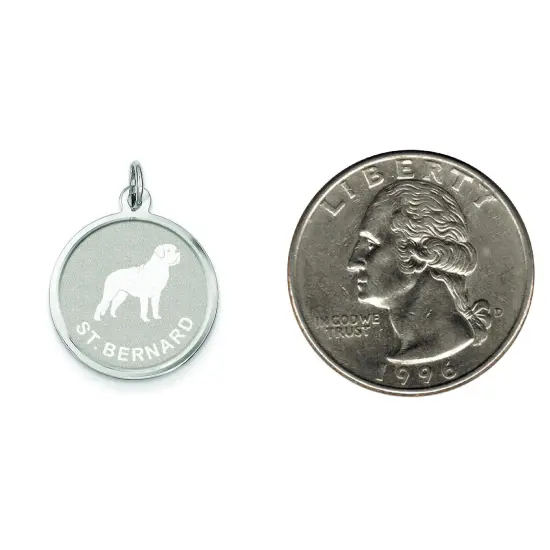 Sterling Silver St. Bernard Disc Charm Pendant Jewelry 26mm x 19mm {2}