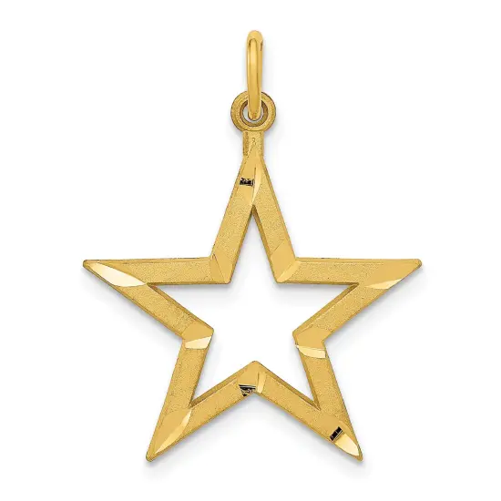 14K Yellow Gold Star Charm Pendant Jewelry! FindingKing 27mm x 20mm {1}
