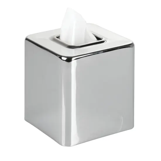 mDesign Modern Square Metal Paper Facial Tissue Box Cover Holder {1}