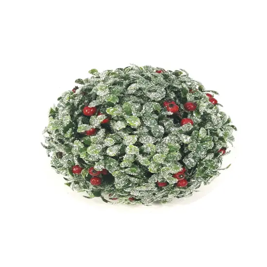 7-Inch Green Glitter Boxwood Ball with Red Berries - 6-Pack, Festive Holiday Decor, Ideal for Christmas Arrangements & Wreaths - Perfect for Home, Office - 2024 Christmas Collection, Floral Home by Artificial Flowers {1}
