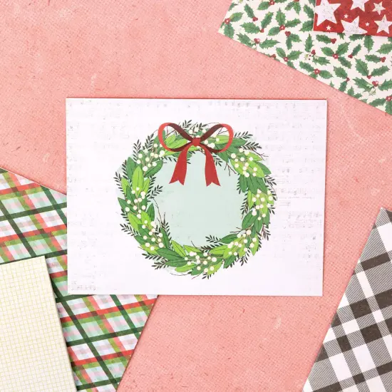 American Crafts A2 Cards W/Envelopes (4.375"X5.75") 40/Box-Vicki Boutin Evergreen & Holly {4}