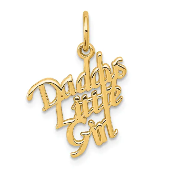 Fashion Jewelry 10K Yellow Gold Daddys Little Girl Charm Pendant 24 X 8mm {1}