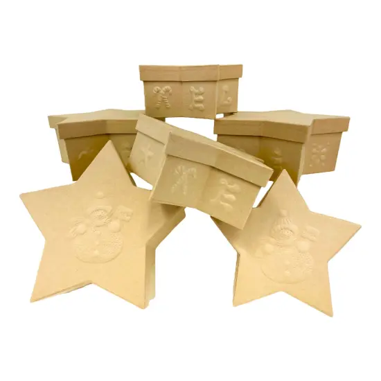 Value Pack of 3 Star Box with Embossed Snowman - 2 pc. Set {1}