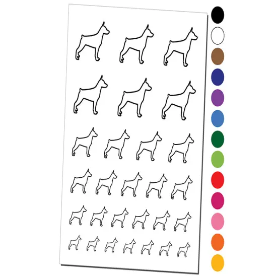 Miniature Pinscher Min Pin Dog Outline Temporary Tattoo Water Resistant Fake Body Art Set Collection Purple {1}