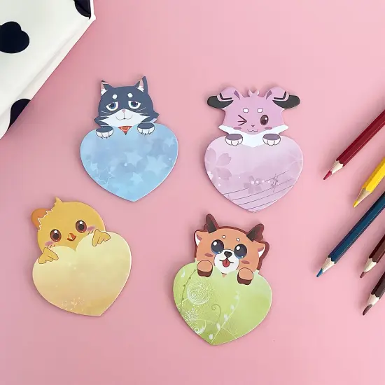 Wrapables Animal Hearts Sticky Notes (Set of 2) Pig, Fox, Owl {9}