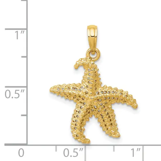 14K Yellow Gold Starfish Charm Ocean Jewelry Pendant 24mm x 20mm {4}