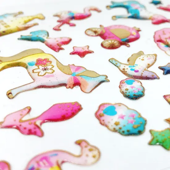 Wrapables 3D Epoxy Stickers for Scrapbooking, Journal, Planner, Decals for Phone or Notebook (4 Sheets) Marine, Cats, Space {4}