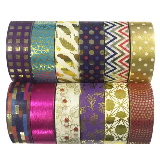 Wrapables Washi Tapes Decorative Masking Tapes, Set of 12, ADSET64 {1}