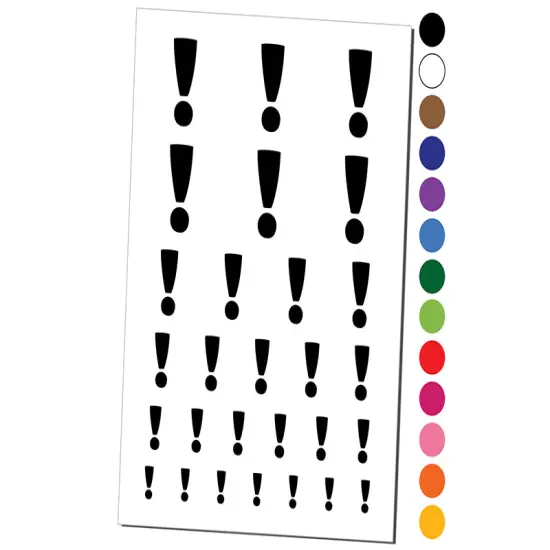 Exclamation Mark Punctuation Temporary Tattoo Water Resistant Fake Body Art Set Collection Red {1}