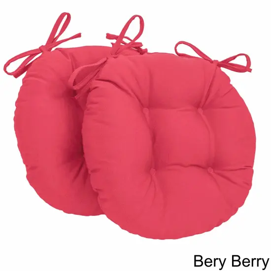 16-inch Solid Twill Round Tufted Chair Cushions (Set of 2) - Bery Berry {1}