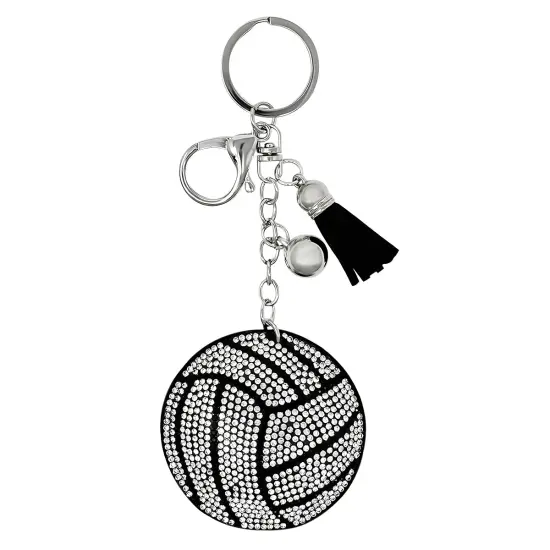 Wrapables Crystal Bling Key Chain Keyring with Tassel Car Purse Handbag Pendant, Volleyball {1}