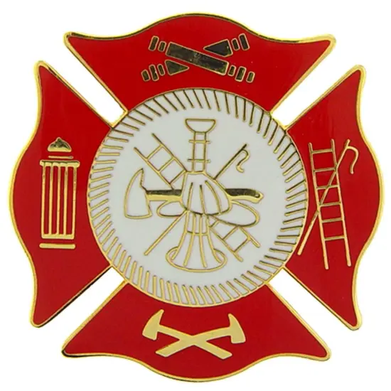 Fire Department Logo Pin Red 1 1/2" {1}