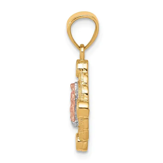 10K Gold Small Two Tone Our Lady Of Guadalupe Pendant Charm Jewelry 20mm x 11mm {2}