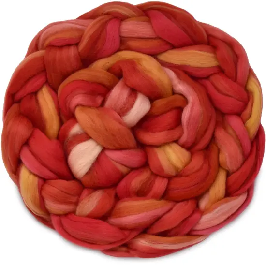 100% Superfine Merino Fiber: Top Notch. Soft Combed Top Roving Color Blend for Spinning, Felting, Weaving Tiger Lily {1}