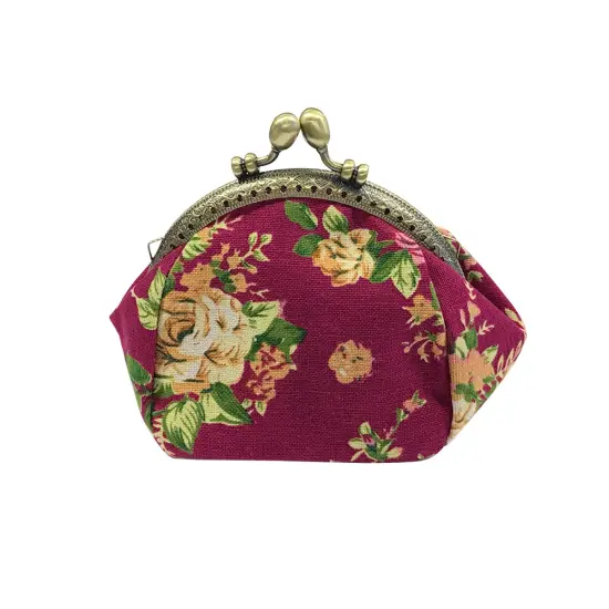 Wrapables Canvas and Embroidered Floral Coin Purse Clutch Wallet (Set of 2) Violet and Blue {5}