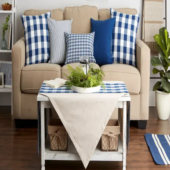 DII Assorted Navy/Off White Pillow Cover 12x20 Set/4 {2}