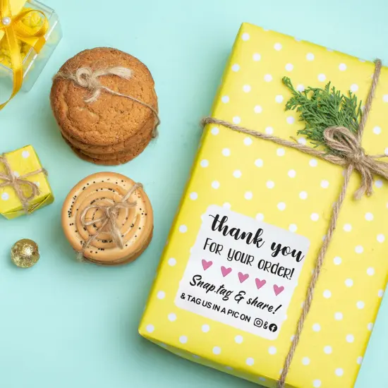 Wrapables Snap Tag & Share Small Business Thank You Stickers Roll, Sealing Stickers and Labels for Boxes, Envelopes, Bags and Packages (500pcs) {4}
