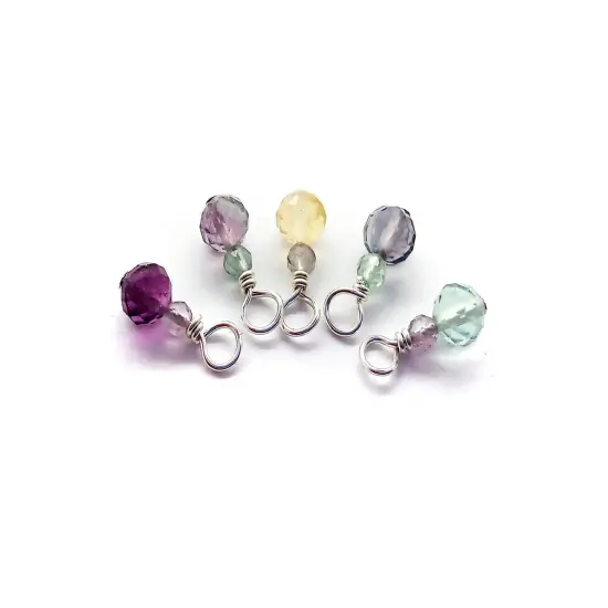 Rainbow Fluorite Charms, 10 pieces, Tiny Faceted Gemstone Bead Dangles, Adorabilities {3}