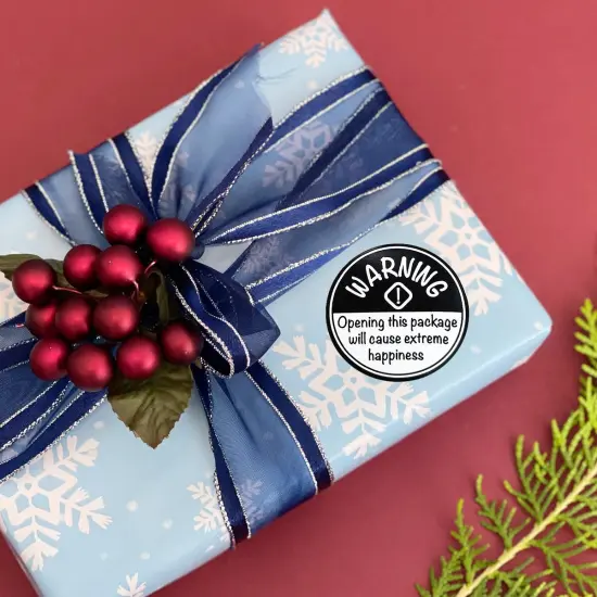 Wrapables 1.5 inch Black Extreme Happiness Warning Small Business Thank You Stickers Roll, Sealing Stickers and Labels for Boxes, Envelopes, Bags and Packages (500pcs) {4}