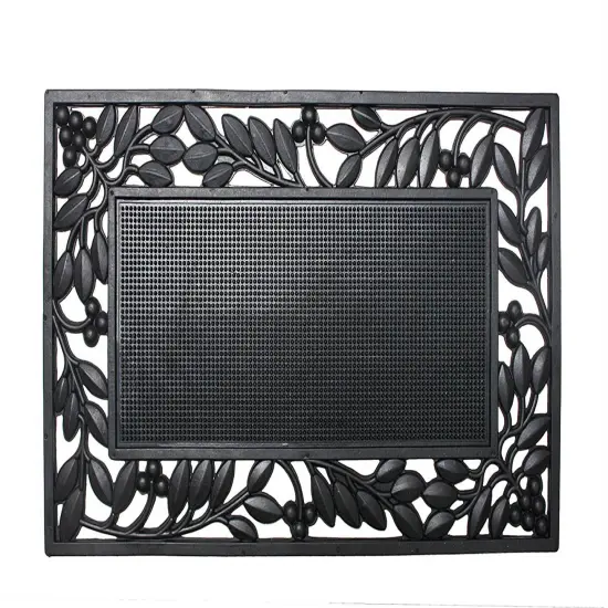 J&M Leaf Border Rubber Doormat 18x30 {1}