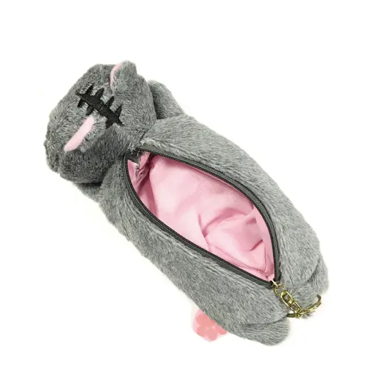 Wrapables Cute Cat Pouch Plush Pencil Case Gray {2}