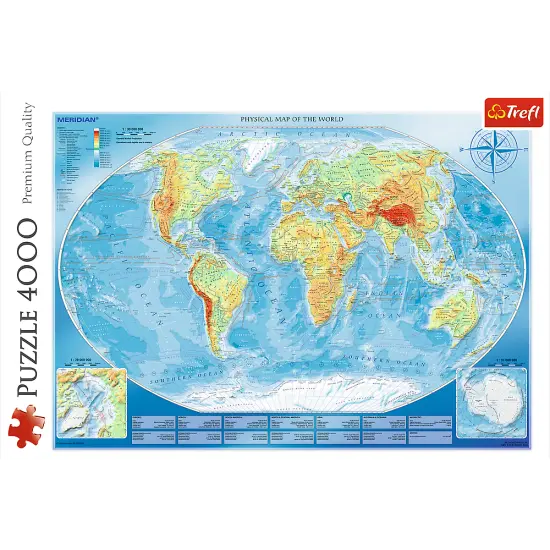 4000 Piece Jigsaw Puzzles, Large Physical Map of the World, Geography, Adult Puzzles, Trefl 45007 {3}