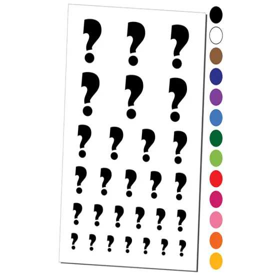 Question Mark Bold Temporary Tattoo Water Resistant Fake Body Art Set Collection Yellow {1}