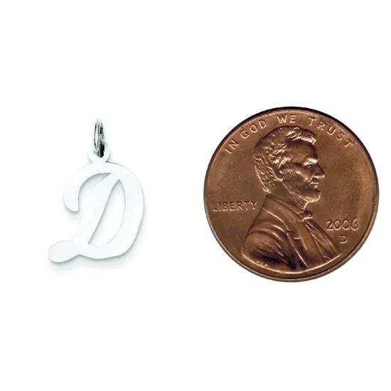 Sterling Silver Medium Script Initial Letter D Charm Jewerly 18mm x 12mm {2}