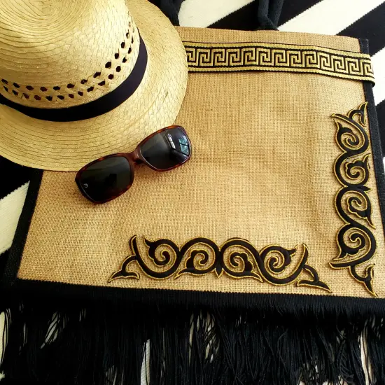 Pack of 5 Dakota Two Tone Gusset Jute Tote Bag Crafting Essential Blue {6}