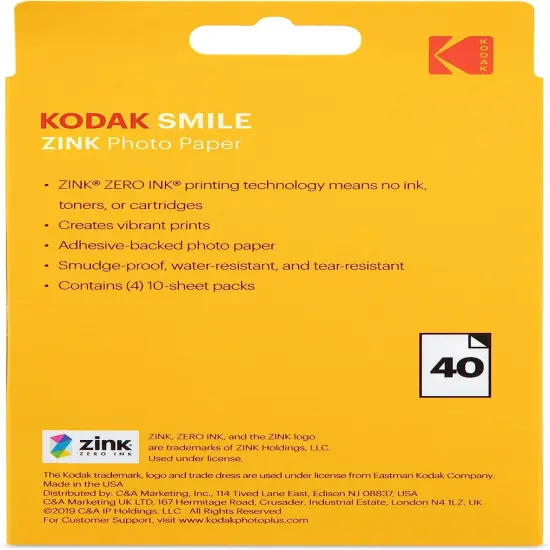 Kodak Zink Photo Paper 3.5x4.25", Zink Paper Compatible with Kodak Smile Classic Instant Camera {3}