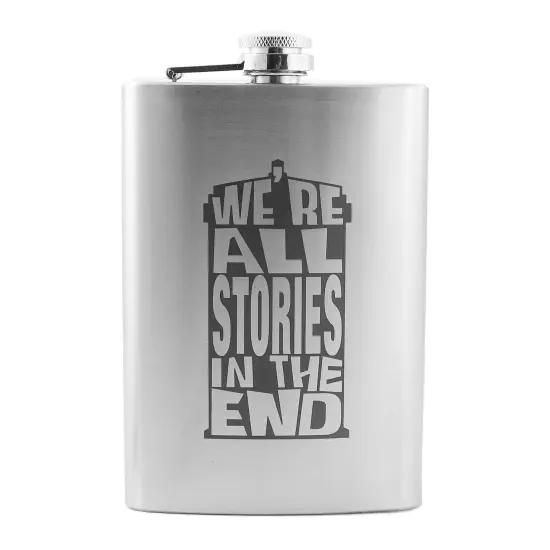 8oz We're All Stories in the End Stainless Steel Flask {1}