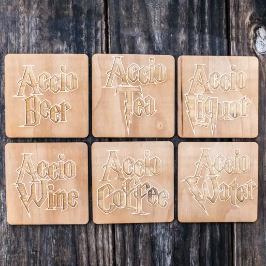 Accio Coaster Set of 6 Raw Wood {1}