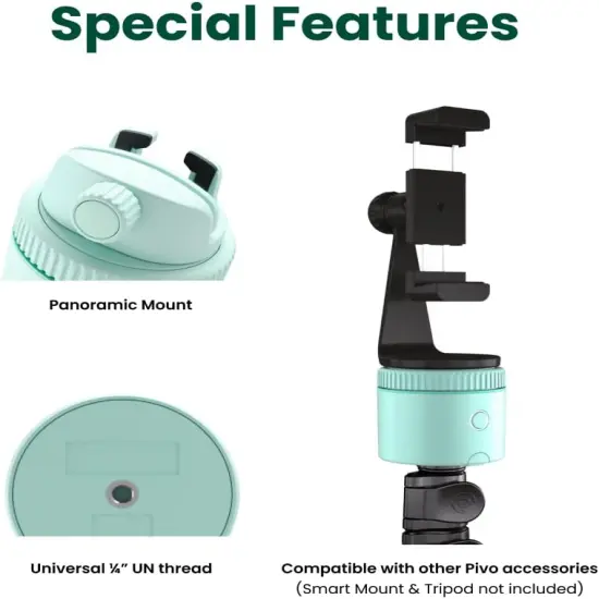 Pivo Pod Lite Auto Face Tracking Phone Holder, 360&deg; Rotation, Handsfree Video Recording - Green {3}