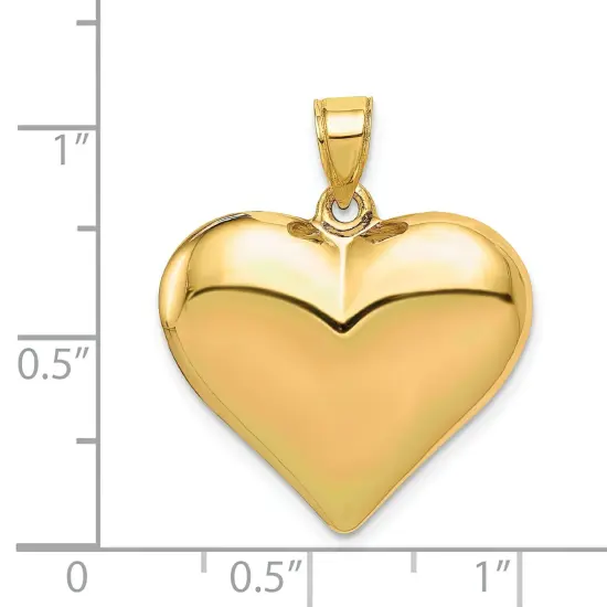 14K Gold Puffed Heart Charm Love Jewelry Pendant 25mm x 22mm {4}
