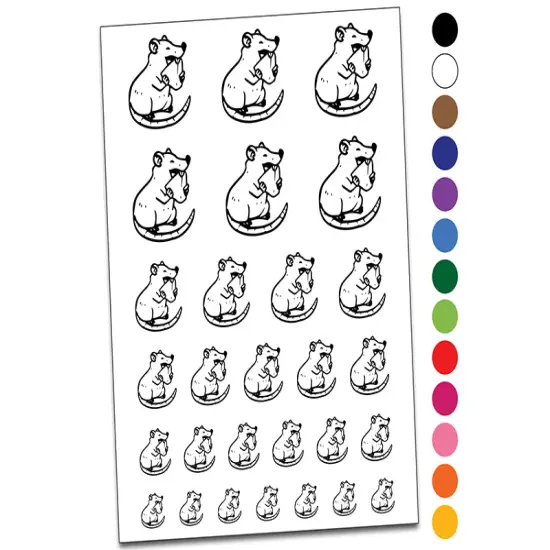 Happy Rat Eating Cheese Temporary Tattoo Water Resistant Fake Body Art Set Collection Light Blue {1}