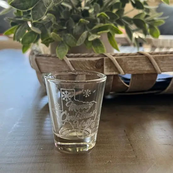 2oz Texas Merry Christmas Y'all Shotglass LASER {2}