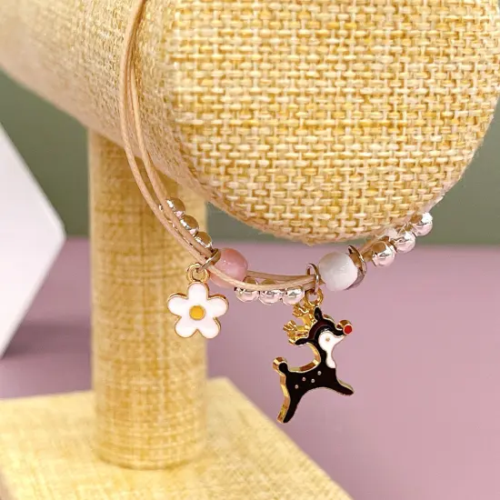 Wrapables Friendship Beaded Enamel Charm Bracelet, Deer {3}