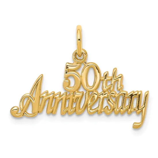 10K Yellow Gold 50th Anniversary Charm Love Pendant Jewerly 25mm x 26mm {1}