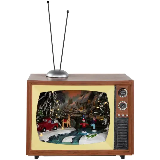 Northlight LED Lighted Animated Musical TV with Ice Skating Scene Christmas Display - 9.25" Brown {1}