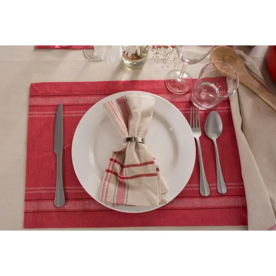 DII Red Chambray French Stripe Placemat (Set of 6) {4}
