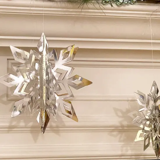 Wrapables 3D Hanging Snowflake Decorations for Christmas, Winter, New Year Parties (Set of 12) Silver {4}