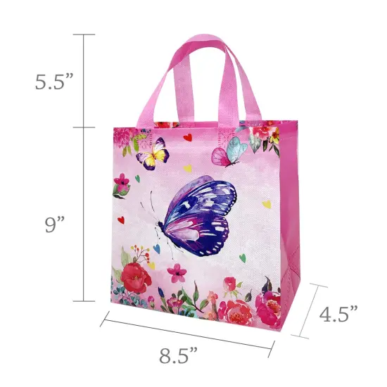 Wrapables Non-Woven Reusable Gift Bags with Handles for Parties, Birthdays, Favors and Treats (Set of 8) Butterflies {2}