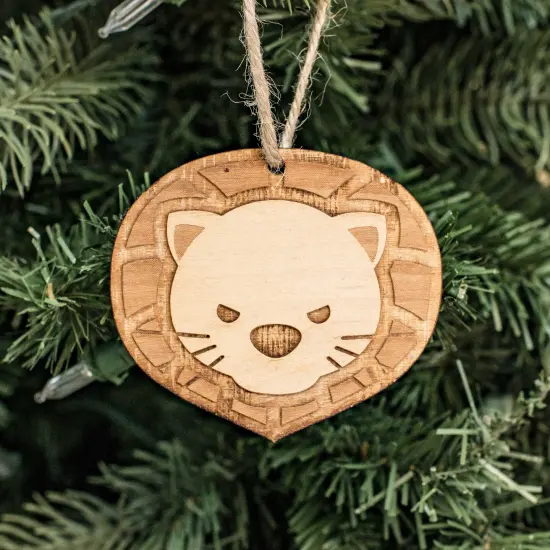 Ornament - Cute Lion - Raw Wood 3x2in {2}