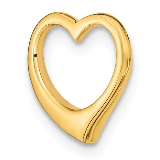 14K Gold 3D Floating Heart Slide Pendant Love Charm Jewerly 12mm x 11mm {4}